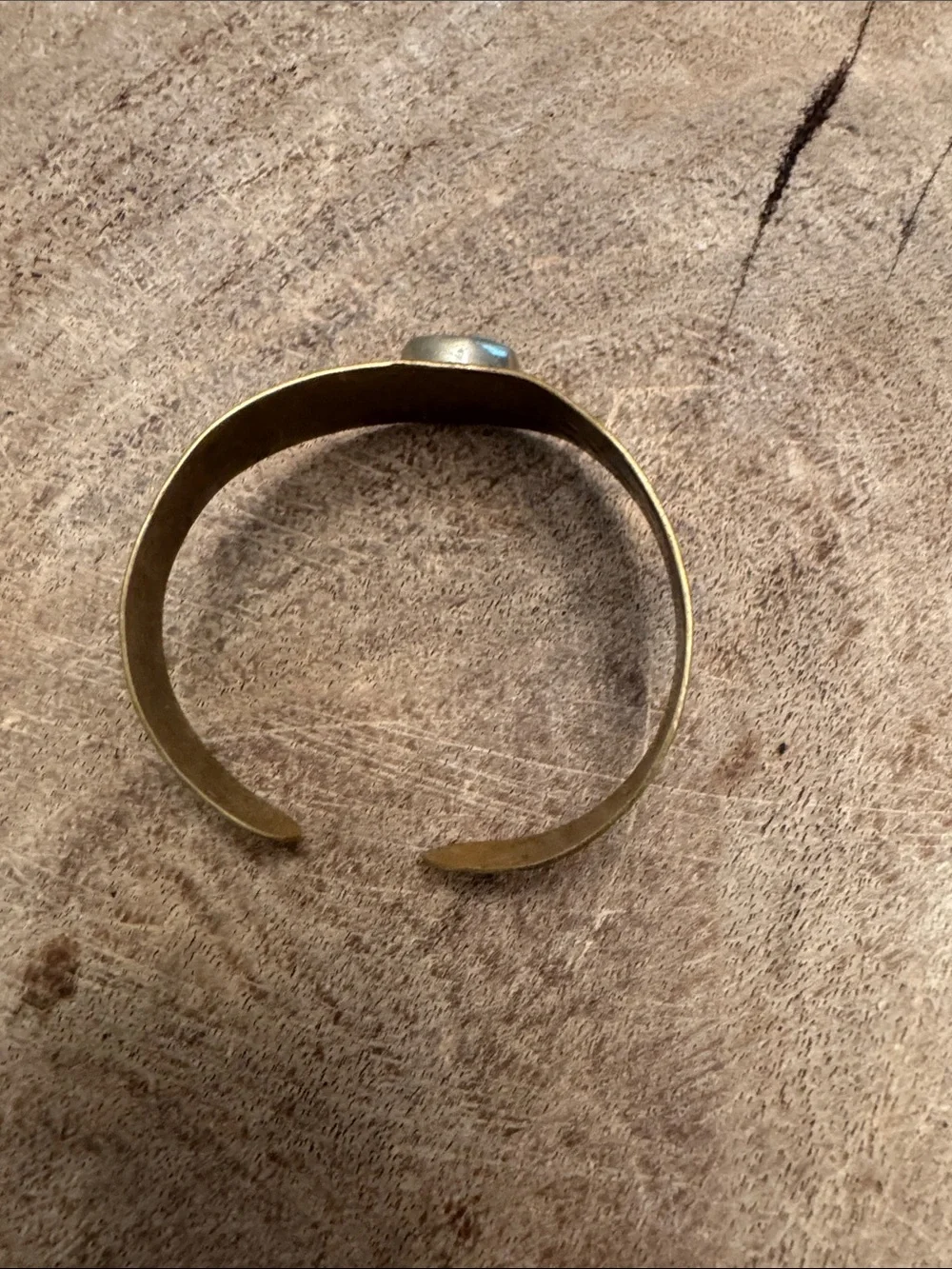 Handcrafted Turquoise Stone Brass Cuff Bracelet - Women Jewelry - Picture 2 of 2